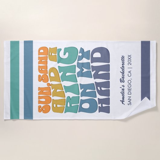 Strand Bachelorette Party Groovy Retro Beach Bride Strandlaken (Voorkant)