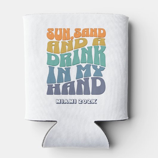 Strand Bachelorette Party Groovy Retro bruidsmeisj Blikjeskoeler (Achterkant)