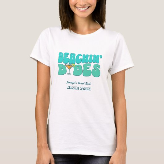 Strand Bachelorette Party Groovy Strand Babes T-shirt (Voorkant)