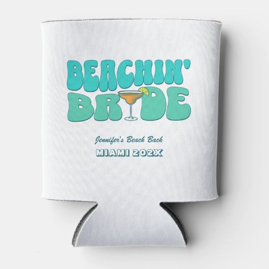 Strand Bachelorette Party Groovy Strand Bruid Blikjeskoeler (Voorkant)