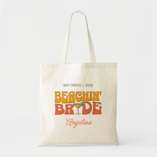 Strand Bachelorette Party Groovy Strand Bruid Gift Tote Bag (Voorkant)