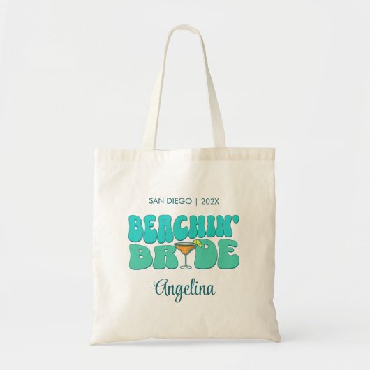 Strand Bachelorette Party Groovy Vrijgezellenfeest Tote Bag (Voorkant)