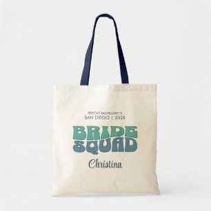 Strand Bachelorette Party Retro Bride Squad Gift Tote Bag