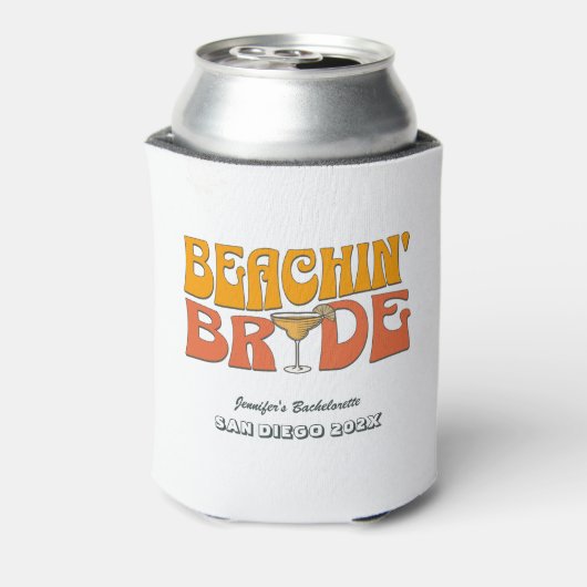 Strand Bachelorette Party Retro Strand Bruid Blikjeskoeler (Blikje Achterkant)