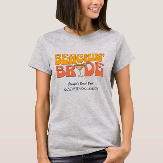 Strand Bachelorette Party Retro Strand Bruid T-shirt (Voorkant)