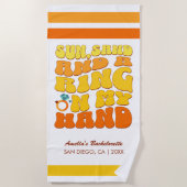 Strand Bachelorette Party Retro Zandring Strandlaken (Voorkant)