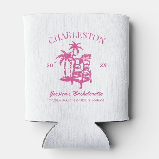 Strand Bachelorette Party Roze Aangepaste Bruidsme Blikjeskoeler (Achterkant)