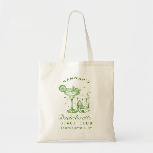 Strand Bachelorette Retro Modern gepersonaliseerd Tote Bag (Voorkant)