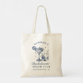 Strand Bachelorette Retro Modern gepersonaliseerd  Tote Bag (Achterkant)