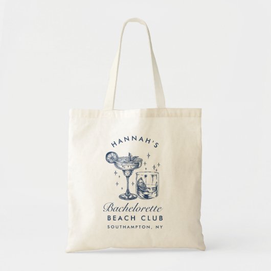 Strand Bachelorette Retro Modern gepersonaliseerd  Tote Bag (Voorkant)