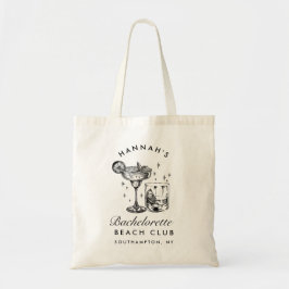 Strand Bachelorette Retro Modern gepersonaliseerd Tote Bag