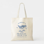 Strand Bachelorette Retro Modern gepersonaliseerd Tote Bag (Achterkant)