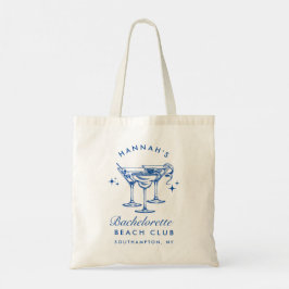 Strand Bachelorette Retro Modern gepersonaliseerd Tote Bag
