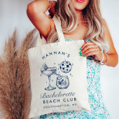 Strand Bachelorette Retro Modern gepersonaliseerd  Tote Bag
