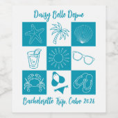 Strand Bachelorette Turquoise Wijn Etiket (Enkel label)
