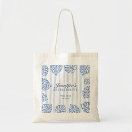 Strand BACHELORPARTY Whimsical Blauwe palmbladeren Tote Bag