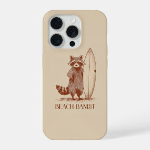 Strand Bandiet Wasbeer Surfer – Grappige Vintage iPhone 15 Pro Case