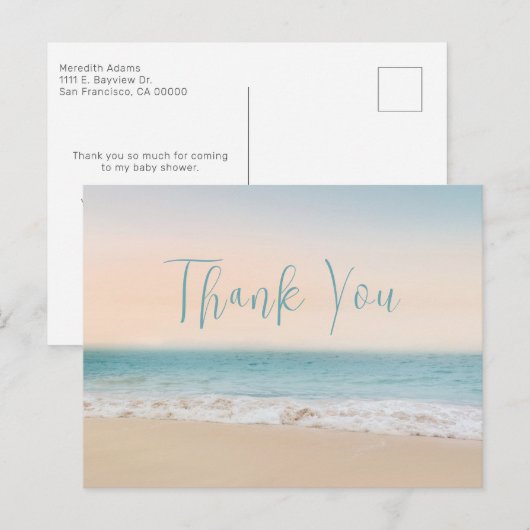 Strand Bedankt  Baby Shower Geslacht Neutraal  Briefkaart (Voorkant / Achterkant)