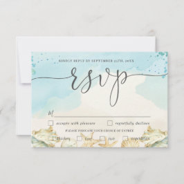 Strand Bestemming Bruiloft Maaltijd Keuze RSVP-kaa RSVP Kaartje