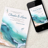 Strand Bestemming Details QR Code Bruiloft Kaart