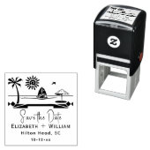 Strand Bestemming Koppel Bruiloft Save the Date Zelfinktende Stempel (In situ)