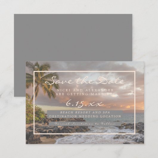 Strand Bestemming Save Our Date Trouwdag Geen Foto Save The Date (Voorkant / Achterkant)
