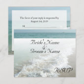 Strand Bestemming Trouwdag Passend RSVP Witte Golf Kaartje (Voorkant / Achterkant)