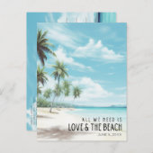 Strand Bestemming Trouwdatum Opslaan Aankondigingskaart (Voorkant / Achterkant)