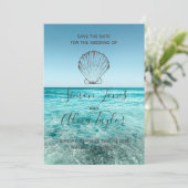 Strand bestemmingshuwelijk save the date (Staand voorkant)