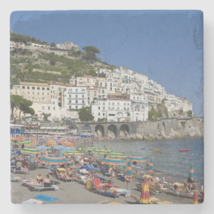 Strand bij Amalfi, Campania, Italië Stenen Onderzetter