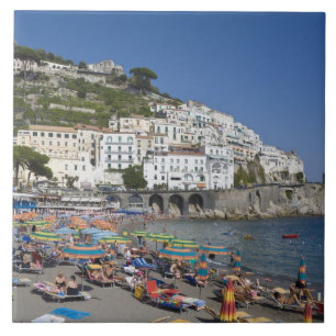 Strand bij Amalfi, Campania, Italië Tegeltje