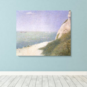 Strand bij Honfleur door Georges Seurat, Vintage K Canvas Afdruk