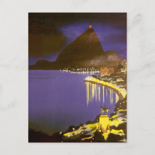  strand bij nacht in Rio de Janeiro, Brazilië Briefkaart