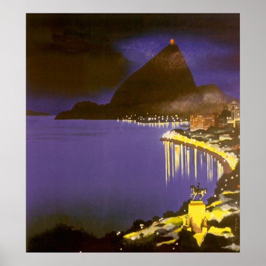  strand bij nacht in Rio de Janeiro, Brazilië Poster (Voorkant)