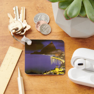 strand bij nacht in Rio de Janeiro, Brazilië Sleutelhanger