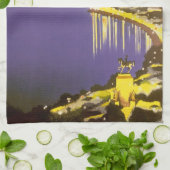  strand bij nacht in Rio de Janeiro, Brazilië Theedoek (Gevouwen)