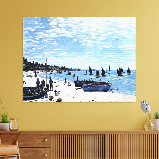 Strand bij Sainte-Adresse Canvas Afdruk (Insitu (Woonkamer))