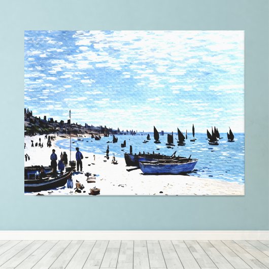 Strand bij Sainte-Adresse Canvas Afdruk (Insitu (Houten vloer))