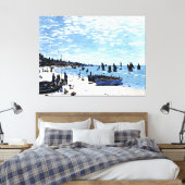 Strand bij Sainte-Adresse Canvas Afdruk (Insitu (Slaapkamer))