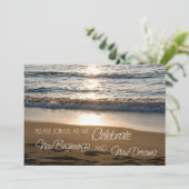 Strand bij Sunset Wedding Vow Vernieuwing Uitnodig Kaart (Staand voorkant)