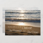 Strand bij Sunset Wedding Vow Vernieuwing Uitnodig Kaart (Voorkant / Achterkant)