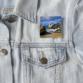 Strand bij Virgin Gorda, Britse Maagden Vierkante Button 5,1 Cm (In situ)