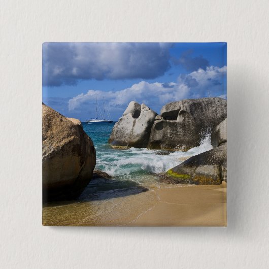 Strand bij Virgin Gorda, Britse Maagden Vierkante Button 5,1 Cm (Voorkant)