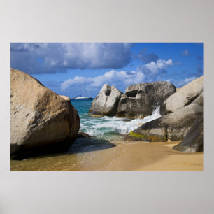 Strand bij Virgin Gorda, Britse Maagdeneilanden Poster