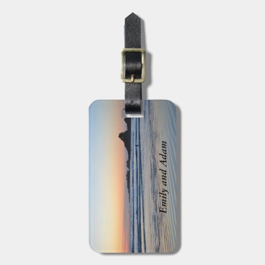 strand bij zonsondergang bagagelabel (Voorkant verticaal)