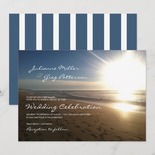 Strand bij zonsondergang - huwelijksuitnodiging kaart (Voorkant / Achterkant)