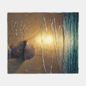 strand bij zonsondergang met schalen fleece deken (Voorkant (Horizontaal))