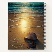 strand bij zonsondergang met schalen notitieboek (Achterkant)