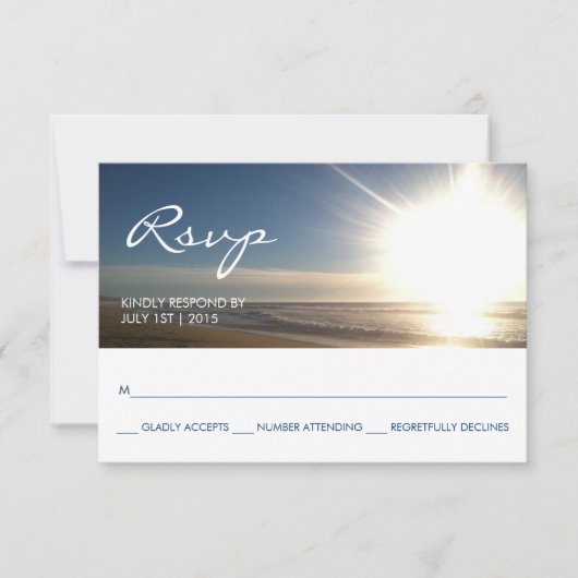 Strand bij zonsondergang - RSVP Response Card Kaartje (Voorkant)