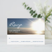 Strand bij zonsondergang - RSVP Response Card Kaartje (Staand voorkant)